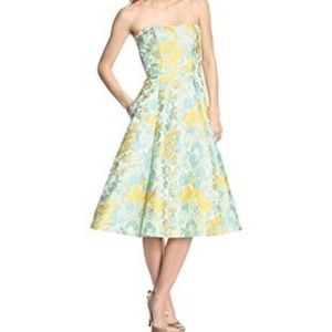 ABS Brocade strapless floral dress